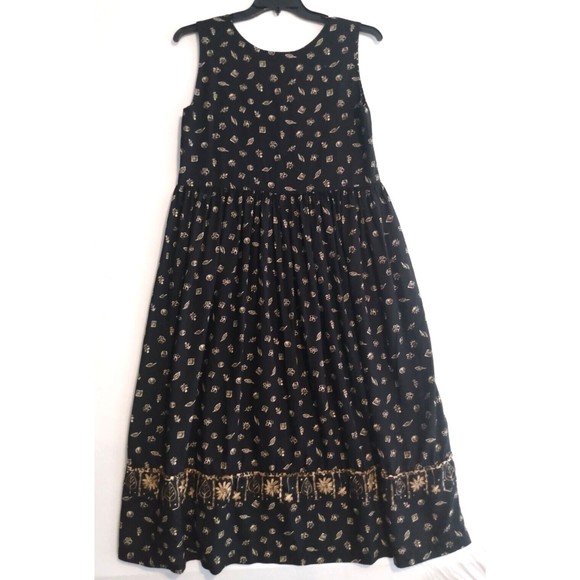Vintage Dilly's Women's Black 100% Cotton Floral Dress XS Hand Made In USA - Picture 7 of 9